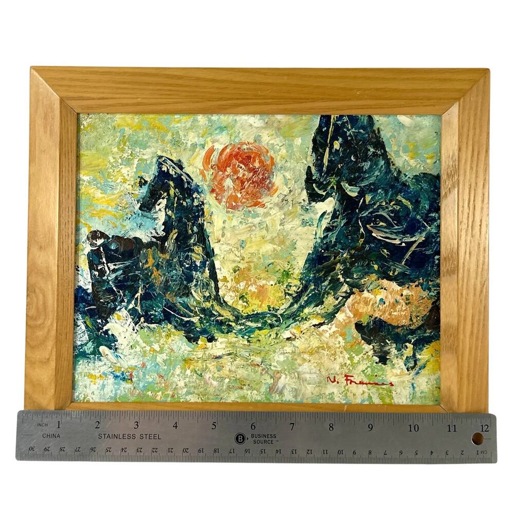 Original Signed N. Francis Abstract Horses Acrylic Painting Impasto 12x10” - Picture 6 of 8